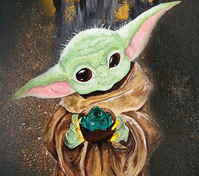 Large Grogu w/frog Mouse Pad