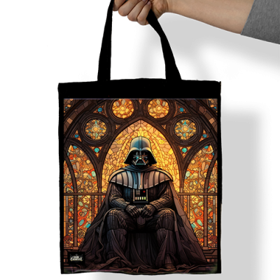 Stained Glass Vader Denim Tote Bag