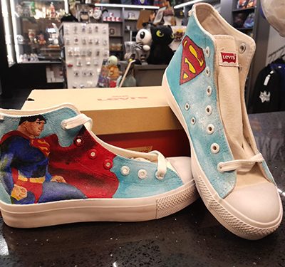 Superman Size 5 Hand Painted Levis Hightops