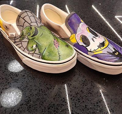 Jack and Oogie Size 4 Hand Painted Vans