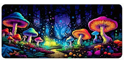Trippy Mushrooms UV Reactive Desk Mat