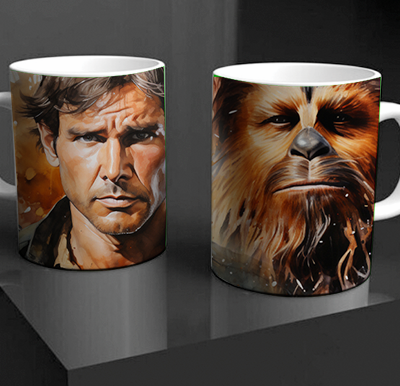 Han and Chewie Watercolor Mug