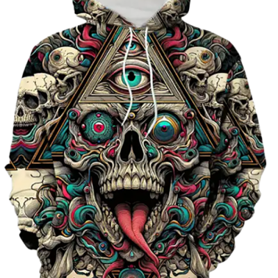 3D Skulls and Eyeballs Hoodie