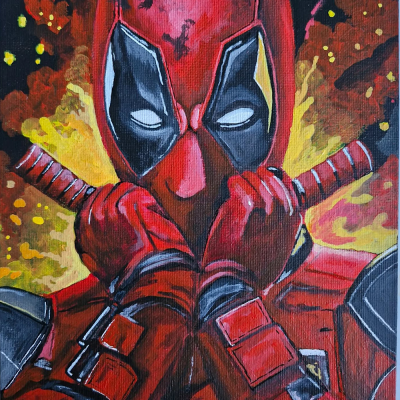 Deadpool Canvas Board Painting